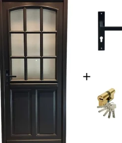 Gd Menuiseries Porte D'Entrée<Porte D'entrée Bois Vitrée Alicia Gris Ral7016, H.215xl.90 Côte Tableau, P.droit, Poignée, Barillet