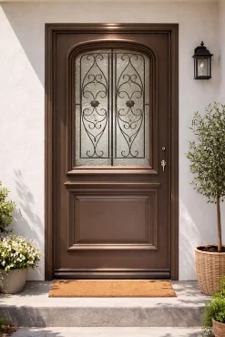 Gd Menuiseries Porte D'Entrée<Porte D'entrée Bois Vitrée Adrien Gris Ral 7039, H.215xl.90 Côte Tableau P. Gauche