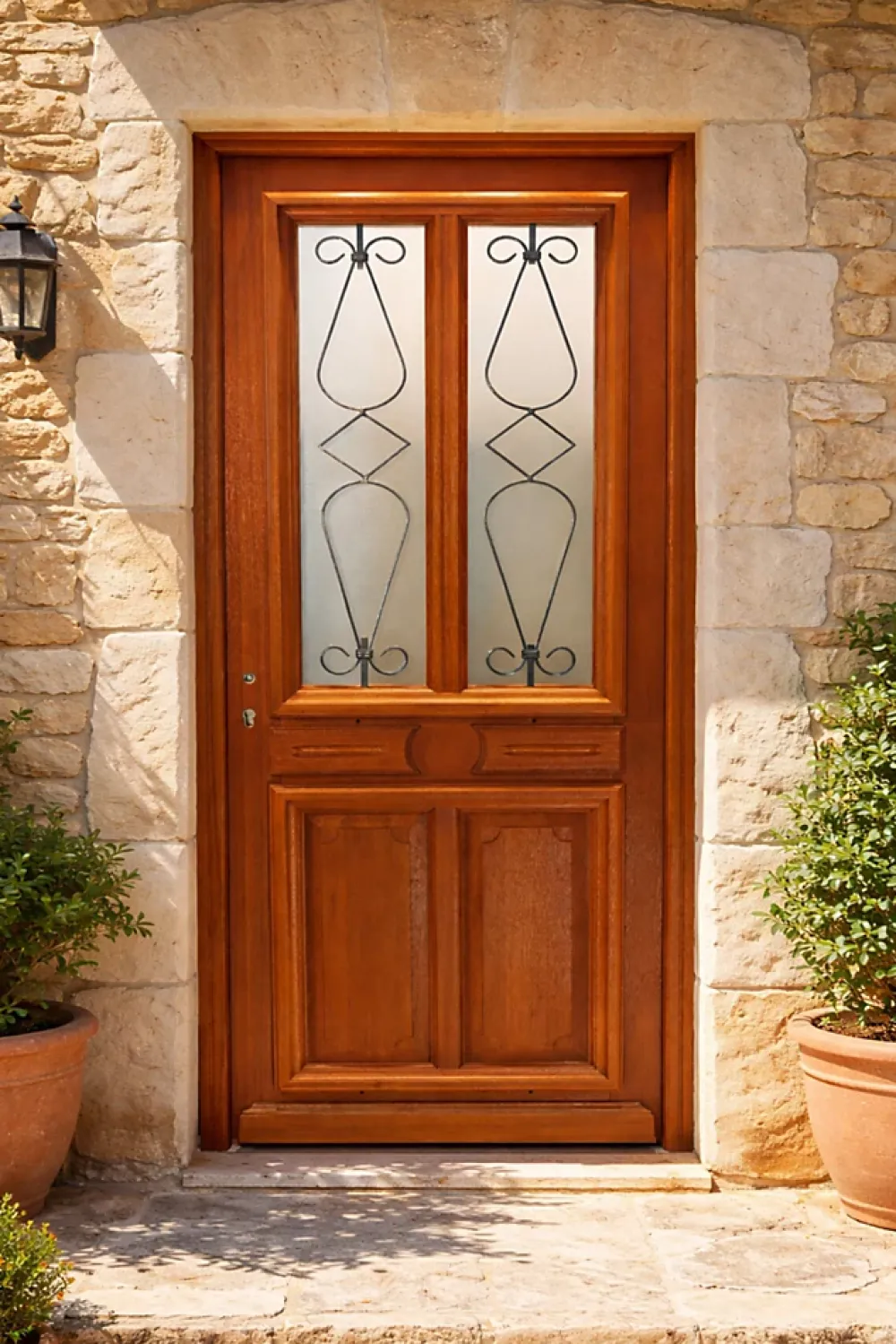 Gd Menuiseries Porte D'Entrée<Porte D'entrée Bois Vitrée Baya, H,200xl,80 Côte Tableau P.droit, Poignee, Barillet, Bouton