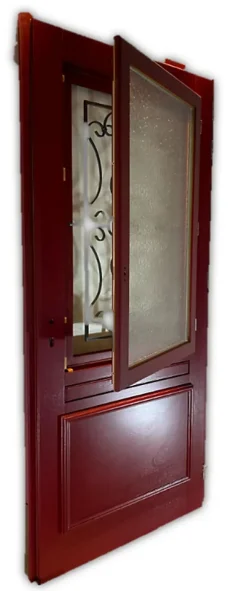 Gd Menuiseries Porte D'Entrée<Porte D'entrée Bois Vitrée Canada Rouge Ral3004, H.215xl.90 Côte Tableau P,gauche