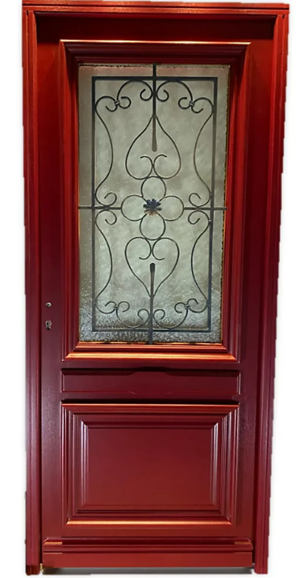 Gd Menuiseries Porte D'entrée Bois Vitrée Canada Rouge Ral3004, H.215xl.90 Côte Tableau P.droit- Porte D'Entrée