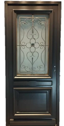 Gd Menuiseries Porte D'entrée Bois Vitrée Candice Ral 7016, H.215xl.90 Côte Tableau P. Gauche- Porte D'Entrée