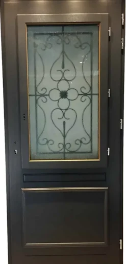 Gd Menuiseries Porte D'entrée Bois Vitrée Candice Ral 7016, H.215xl.90 Côte Tableau P. Gauche- Porte D'Entrée