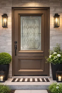 Gd Menuiseries Porte D'Entrée<Porte D'entrée Bois Vitrée Camille Gris Ral 7039, H.215xl.90 Côte Tableau P.droit