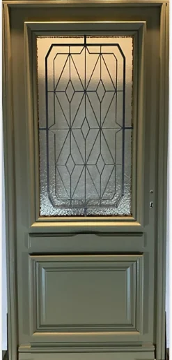 Gd Menuiseries Porte D'Entrée<Porte D'entrée Bois Vitrée Canelle Vert Ral 7002, H.215xl.90 Côte Tableau P. Gauche