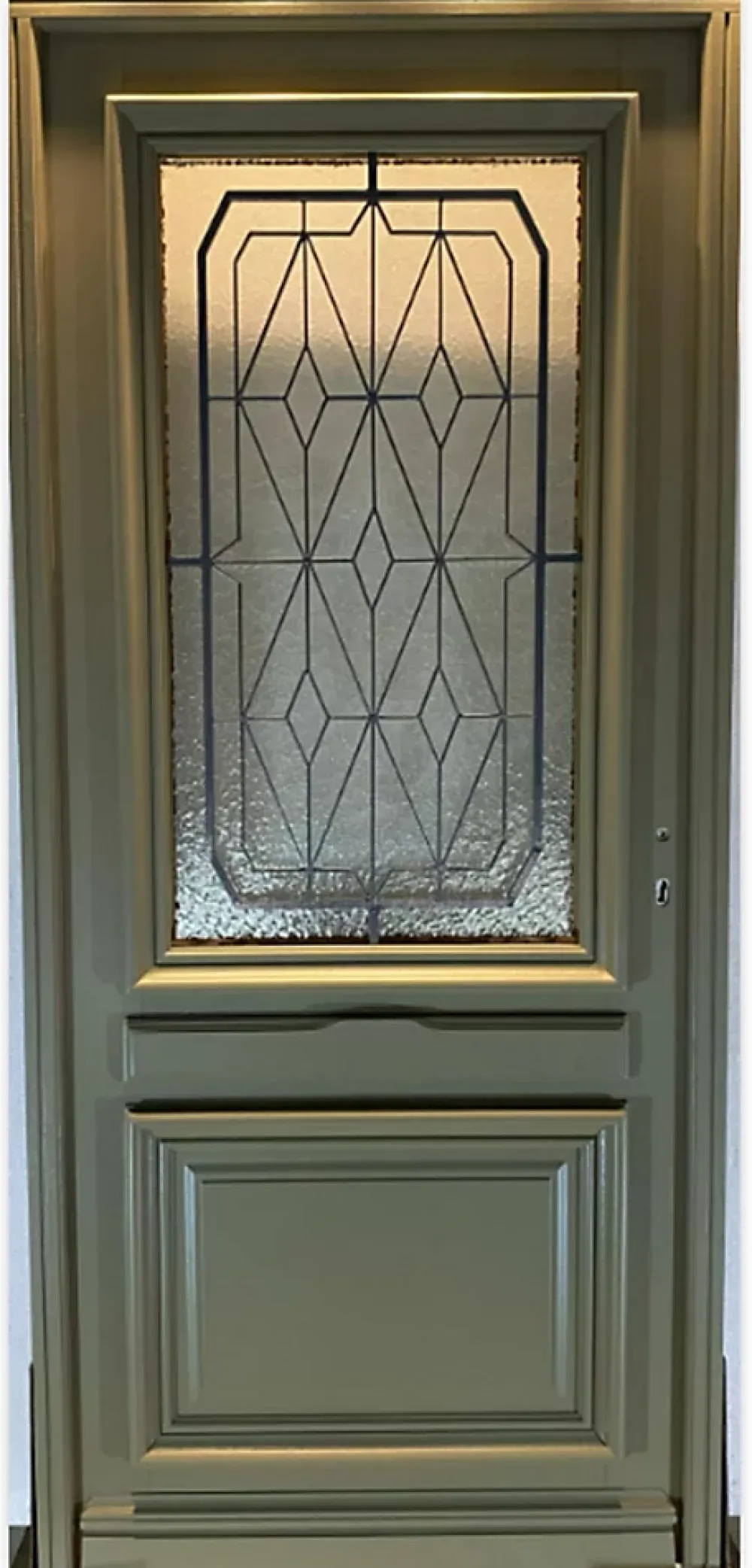 Gd Menuiseries Porte D'Entrée<Porte D'entrée Bois Vitrée Canelle Vert Ral 7002, H.215xl.90 Côte Tableau P. Gauche