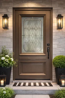 Gd Menuiseries Porte D'Entrée<Porte D'entrée Bois Vitrée Camille Gris Ral 7039, H.215xl.90 Côte Tableau P. Gauche