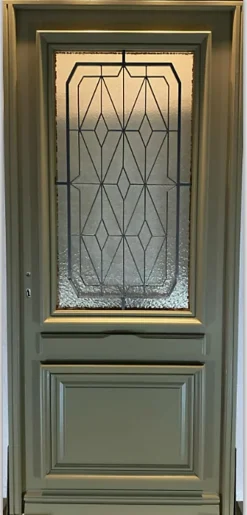 Gd Menuiseries Porte D'Entrée<Porte D'entrée Bois Vitrée Canelle Vert Ral 7002, H.215xl.90 P,droit Côte Tableau