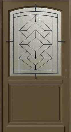 Gd Menuiseries Porte D'entrée Bois Vitrée Elsie, Vert Ral7002, H.215xl.90 Côte Tableau P.gauche- Porte D'Entrée