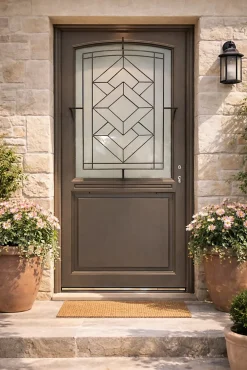 Gd Menuiseries Porte D'Entrée<Porte D'entrée Bois Vitrée Elodie Gris Ral 7039, H.215xl.90 Côte Tableau P. Gauche