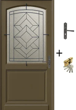 Gd Menuiseries Porte D'Entrée<Porte D'entrée Bois Vitrée Elsie, Vert Ral7002, H.215xl.90