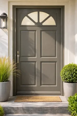 Gd Menuiseries Porte D'Entrée<Porte D'entrée Bois Vitrée Fiacre Gris Ral 7039, H.215xl.90 Côte Tableau, P.droit