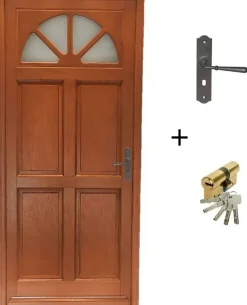 Gd Menuiseries Porte D'entrée Bois Vitrée Ferji, H.215xl.90 Côte Tableau P,gauche, Poignée, Barillet- Porte D'Entrée