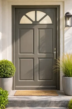 Gd Menuiseries Porte D'Entrée<Porte D'entrée Bois Vitrée Fiacre Gris Ral 7039, H.215xl.90 Côte Tableau P.gauche