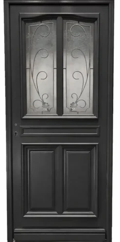 Gd Menuiseries Porte D'entrée Bois Vitrée Mathilde Ral 7016, H.215xl.90 P,droit Côte Tableau- Porte D'Entrée