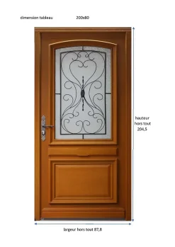 Gd Menuiseries Porte D'entrée Bois Vitrée Marine, H,200xl,80 Côte Tableau P.droit- Porte D'Entrée