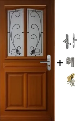 Gd Menuiseries Porte D'Entrée<Porte D'entrée Bois Vitrée Mathis, H,200xl,80 Côte Tableau P.gauche, Poignée, Barillet