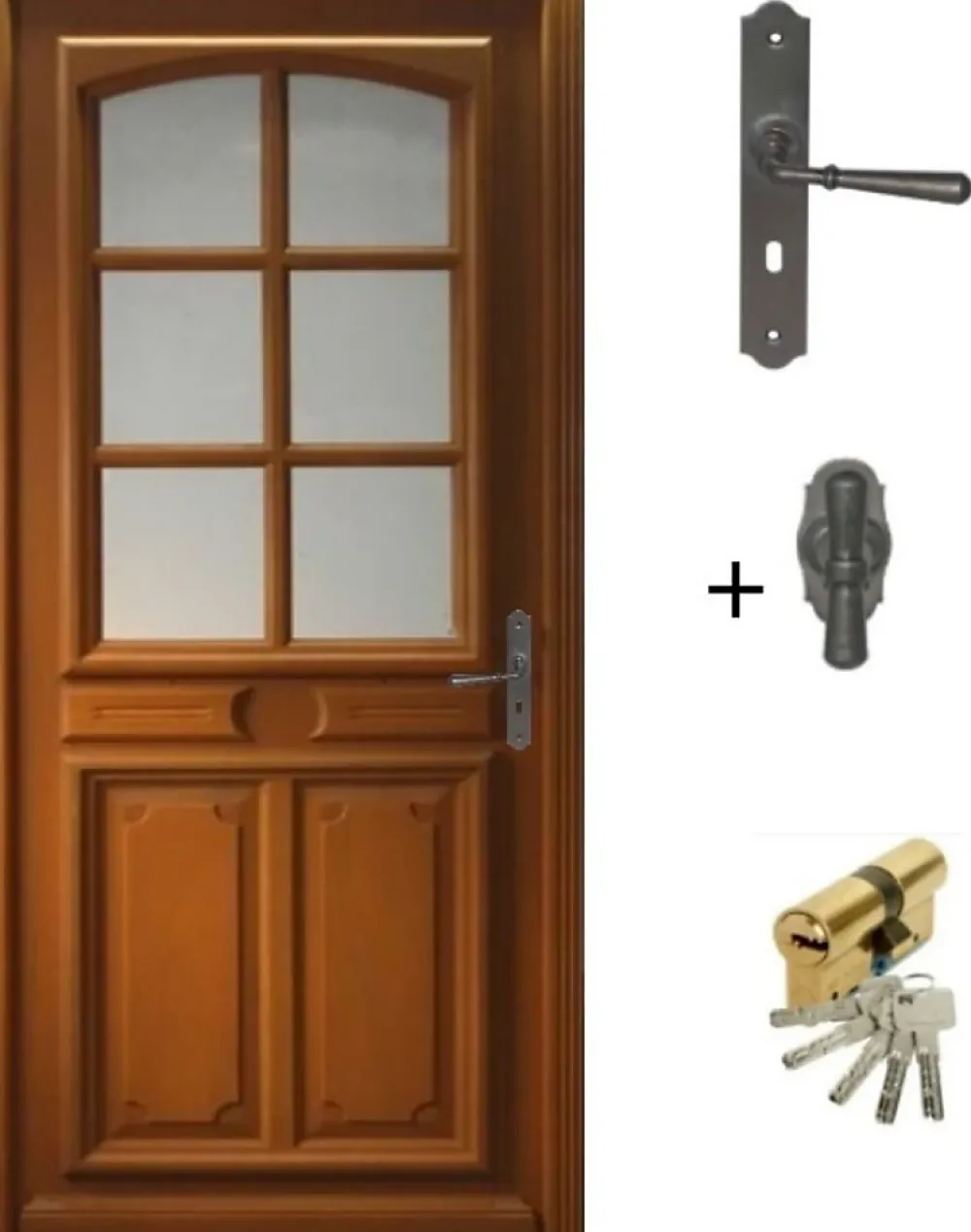 Gd Menuiseries Porte D'Entrée<Porte D'entrée Bois Vitrée Marine, H.215xl.80 Côte Tableau, P.gauche , Poignée, Barillet