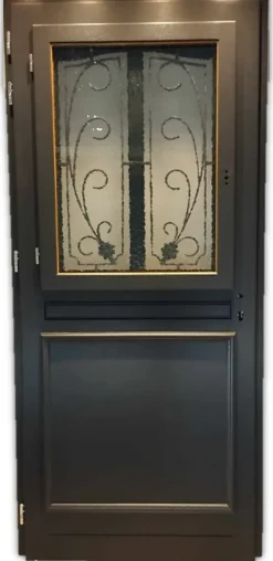 Gd Menuiseries Porte D'entrée Bois Vitrée Mathilde Ral 7016, H.215xl.90 Côte Tableau P. Gauche- Porte D'Entrée