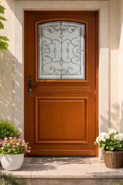Gd Menuiseries Porte D'entrée Bois Vitrée Perault, H.215xl.90 Côte Tableau P.droit- Porte D'Entrée