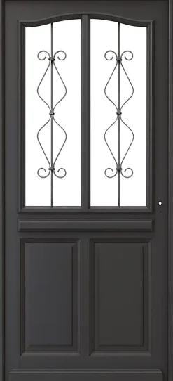 Gd Menuiseries Porte D'entrée Bois Vitrée Sandro Gris Ral7016, H.200 X L.90 Côte Tableau P,gauche- Porte D'Entrée