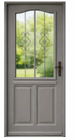Gd Menuiseries Porte D'Entrée<Porte D'entrée Bois Vitrée Santiago Gris Marron Ral7039, H.215xl.90 Côte Tableau P,gauche