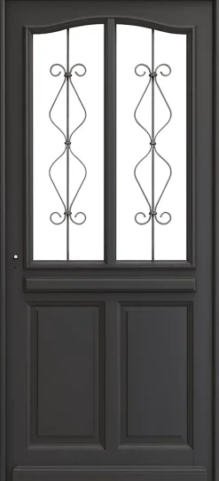 Gd Menuiseries Porte D'entrée Bois Vitrée Sandro Gris Ral7016, H.200 X L.90 Côte Tableau, P.droit- Porte D'Entrée