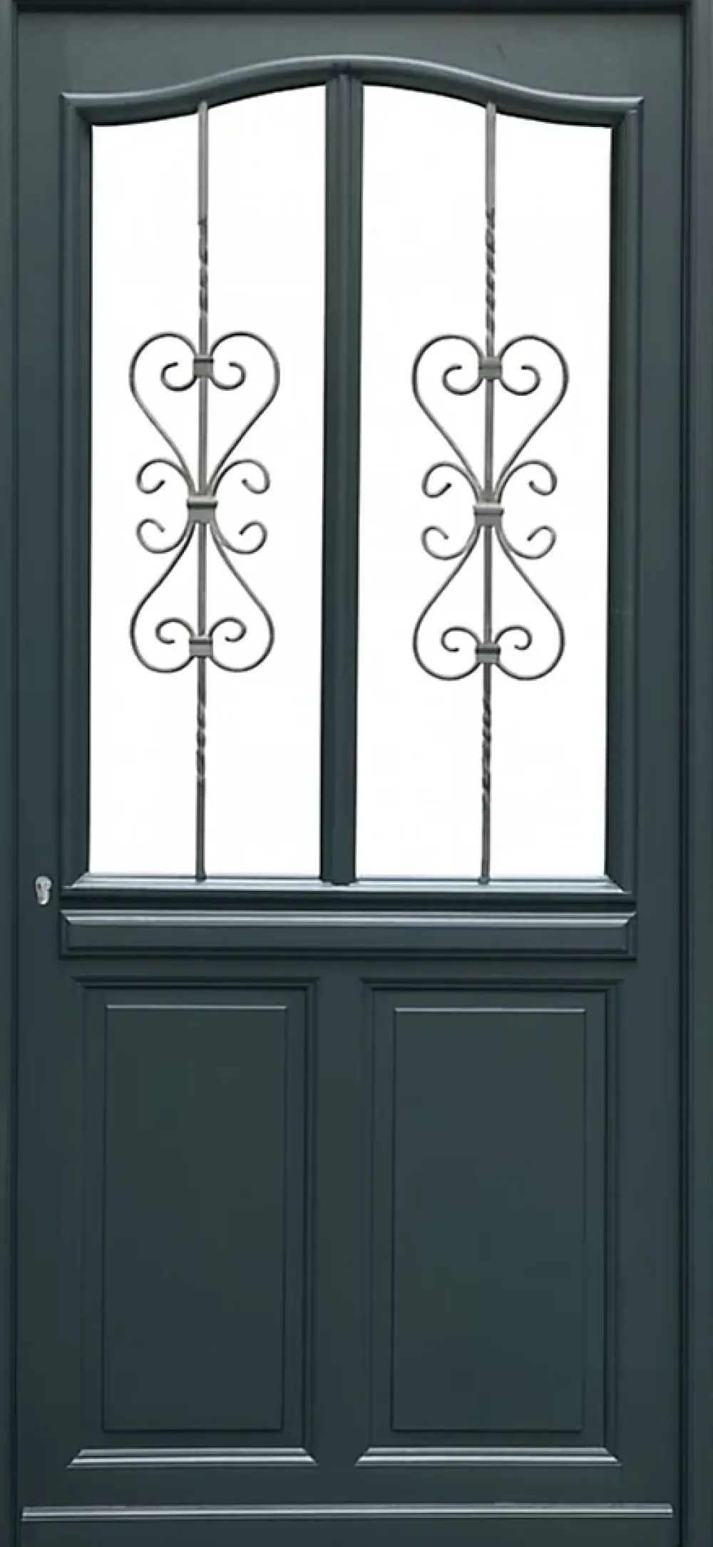 Gd Menuiseries Porte D'entrée Bois Vitrée Sabrina Gris Ral7016, H.215xl.90 Côte Tableau, P.droit- Porte D'Entrée