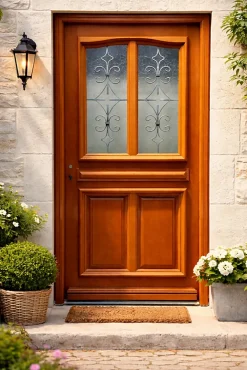 Gd Menuiseries Porte D'entrée Bois Vitrée Vauban, H,200xl,80 Côte Tableau P.droit- Porte D'Entrée