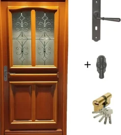 Gd Menuiseries Porte D'entrée Bois Vitrée Vauban, H.215xl.80 P.droit, Poignée, Barillet Côte Tableau- Porte D'Entrée