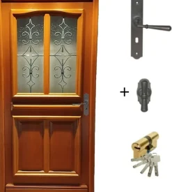 Gd Menuiseries Porte D'entrée Bois Vitrée Vauban, H.215xl.90 P,gauche, Poignée, Barillet Côte Tableau- Porte D'Entrée
