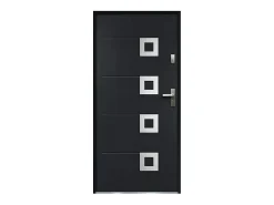 Vente-unique Porte D'Entrée<Porte d'entrée en acier avec inox L207 x L100 cm anthracite - épaisseur 55 mm - poussant gauche - TIFANA