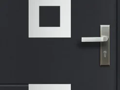 Vente-unique Porte D'Entrée<Porte d'entrée en acier avec inox L207 x L100 cm anthracite - épaisseur 55 mm - poussant gauche - TIFANA