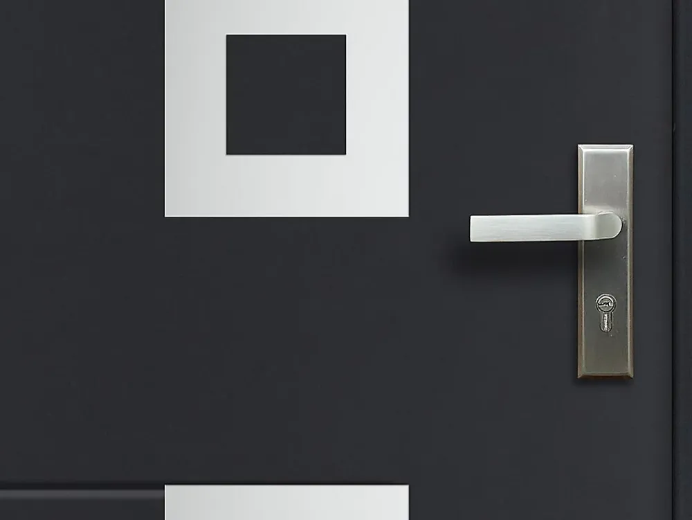 Vente-unique Porte D'Entrée<Porte d'entrée en acier avec inox L207 x L100 cm anthracite - épaisseur 55 mm - poussant gauche - TIFANA