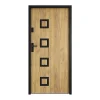 Vente-unique Porte d'entrée en acier avec inox H207 x L100 cm effet chêne - épaisseur 55 mm - poussant droit - TIFANA- Porte D'Entrée