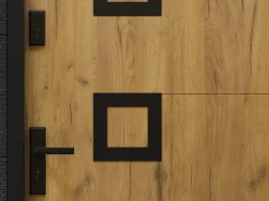 Vente-unique Porte d'entrée en acier avec inox H207 x L100 cm effet chêne - épaisseur 55 mm - poussant droit - TIFANA- Porte D'Entrée