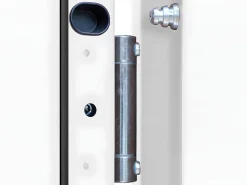 Vente-unique Porte d'entrée en acier avec inox H207 x L100 cm effet chêne - épaisseur 55 mm - poussant droit - TIFANA- Porte D'Entrée