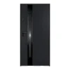 Vente-unique Porte d'entrée en acier pleine et inox H207 x L100 cm - verre fumé - noir et anthracite - épaisseur 55 mm - poussant droit - BRAGA- Porte D'Entrée