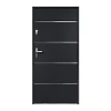 Vente-unique Porte d'entrée en acier pleine et inox H207 x L100 cm anthracite - épaisseur 55 mm - poussant droit - NAXARA- Porte D'Entrée
