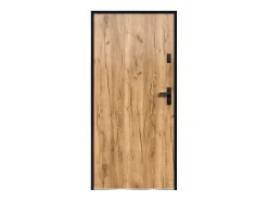 Vente-unique Porte D'Entrée<Porte d'entrée en acier pleine H207 x L100 cm effet chêne - épaisseur 55 mm - poussant gauche - AGUEDA