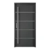 Vente-unique Porte D'Entrée<Porte d'entrée en acier pleine et inox H207 x L100 cm anthracite - épaisseur 68 mm - poussant droit - LUSADA