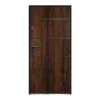 Vente-unique Porte D'Entrée<Porte d'entrée en acier pleine et inox H207 x L100 cm naturel foncé - épaisseur 55 mm - poussant droit - NAXARA