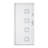 Vente-unique Porte d'entrée en acier pleine et inox H207 x L100 cm blanc - épaisseur 55 mm - poussant gauche - TIFANA- Porte D'Entrée