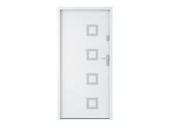 Vente-unique Porte d'entrée en acier pleine et inox H207 x L100 cm blanc - épaisseur 55 mm - poussant gauche - TIFANA- Porte D'Entrée