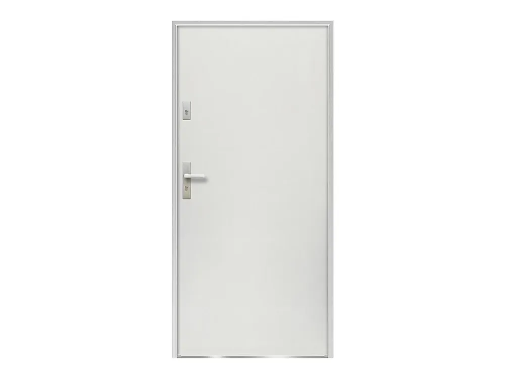 Vente-unique Porte D'Entrée<Porte d'entrée en acier pleine H207 x L100 cm blanc - épaisseur 55 mm - poussant droit - AGUEDA