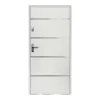 Vente-unique Porte d'entrée en acier pleine et inox H207 x L100 cm blanc - épaisseur 55 mm - poussant droit - NAXARA- Porte D'Entrée