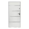 Vente-unique Porte D'Entrée<Porte d'entrée en acier pleine et inox H207 x L100 cm blanc - épaisseur 55 mm - poussant gauche - NAXARA