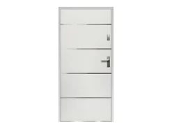 Vente-unique Porte D'Entrée<Porte d'entrée en acier pleine et inox H207 x L100 cm blanc - épaisseur 55 mm - poussant gauche - NAXARA