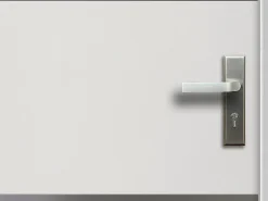 Vente-unique Porte D'Entrée<Porte d'entrée en acier pleine et inox H207 x L100 cm blanc - épaisseur 55 mm - poussant gauche - NAXARA