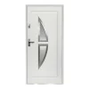 Vente-unique Porte d'entrée en acier vitrée avec inox H207 x L100 cm blanc - épaisseur 55 mm - poussant droit - COVAS- Porte D'Entrée